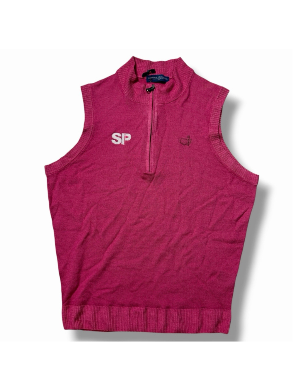 Masters Clubhouse Collection Mens Wool Q-Zip Vest Italy Logo Fuchsia Pink 2025